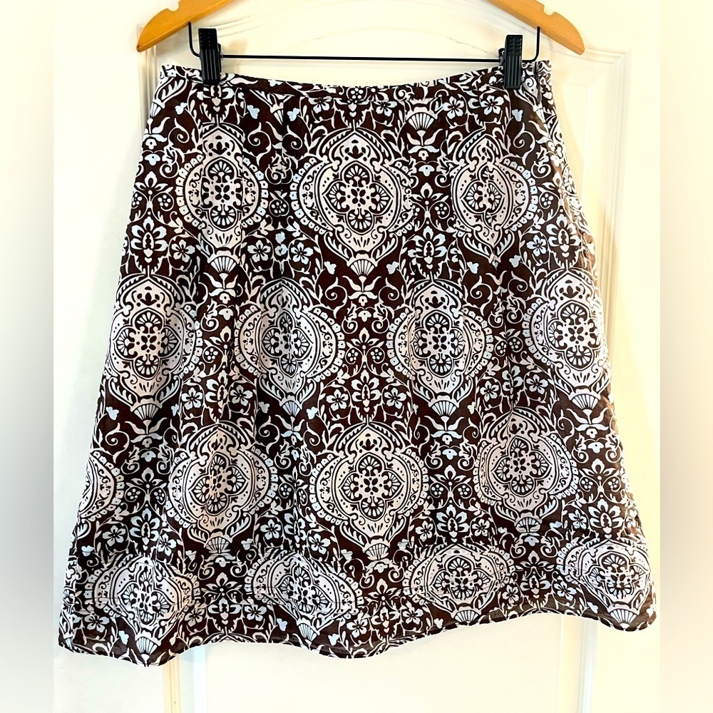 Ann Taylor Brown & White Patterned Elegant Lined Skirt women’s size 4